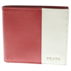 Prada Saffiano Bifold Wallet Red White 2 M0738
